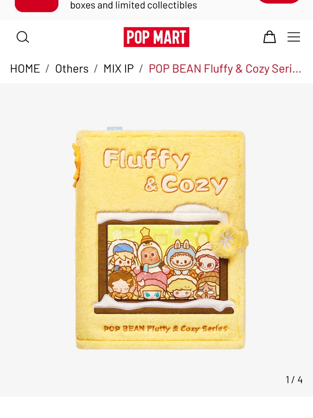 POP MART Yellow 'Fluffy & Cozy' Plush Notebook pillow